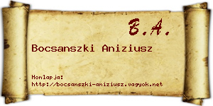 Bocsanszki Aniziusz névjegykártya